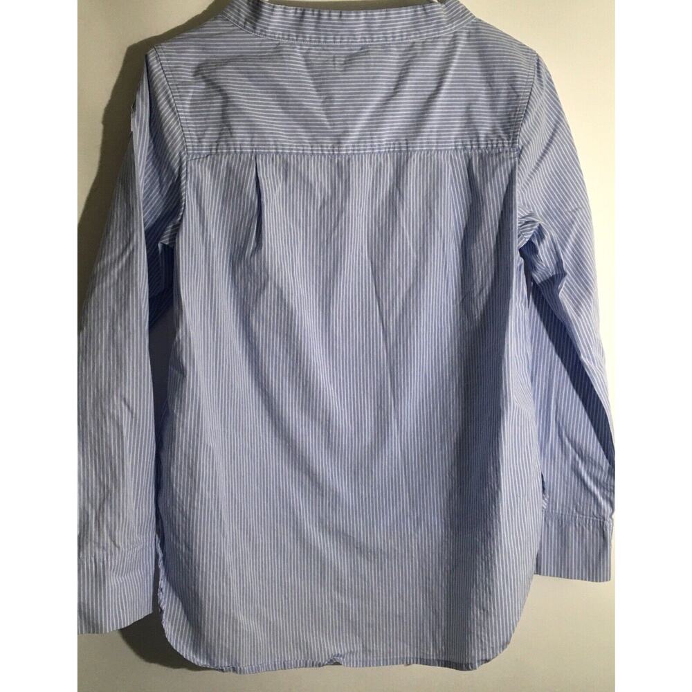J. Crew Women’s Size 2 Blue & White Striped Funnel Neck Organic Cotton Blouse - Picture 7 of 7